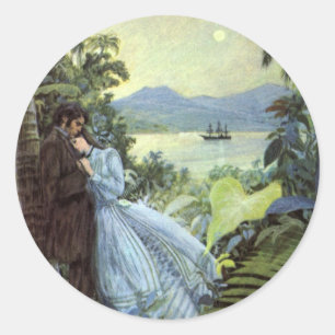 Antike Liebe und Romantik, Romantischer tropischer Runder Aufkleber