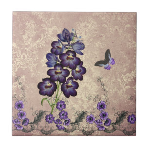 Antike lila florale Motte Fliese