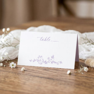 Antike lila französische Blumenhochzeit Platzkarte