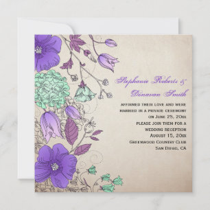 Antike Lila Lavendel Minze Wildblumen Hochzeiten Einladung