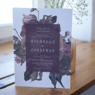 Antike lila Rosen Vintage Hochzeitseinladung Einladung