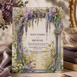 Antike lila Wisteria Art Nouveau Hochzeit Einladung