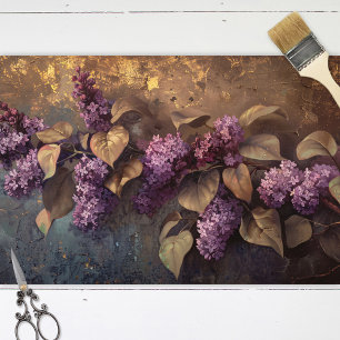 Antike Lilien Purpur Gold Ölgemälde Decoupage Seidenpapier