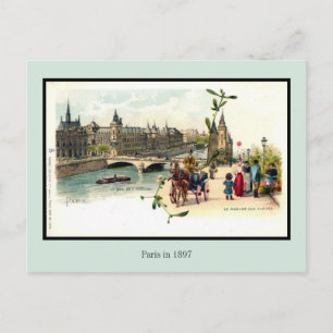 Antike Litho Paris 1897 6 von 6 Postkarte