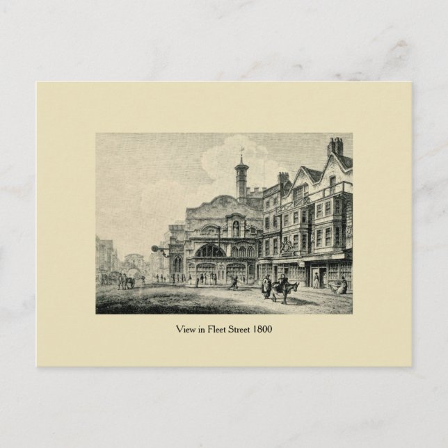 Antike London 1800 Fleet Street Postkarte (Vorderseite)