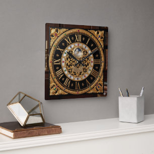 Antike London 1832 Goldwanduhr Quadratische Wanduhr
