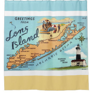 Antike Long Island Karte Duschvorhang