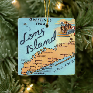 Antike Long Island Karte Keramikornament
