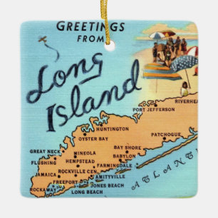Antike Long Island Karte Keramikornament