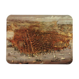 Antike Luftkarte, San Francisco City, Kalifornien Magnet