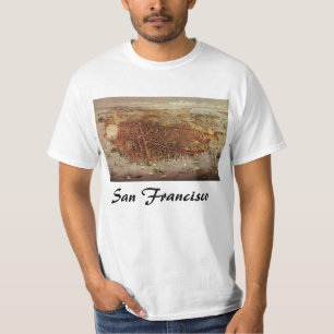 Antike Luftkarte, San Francisco City, Kalifornien T-Shirt
