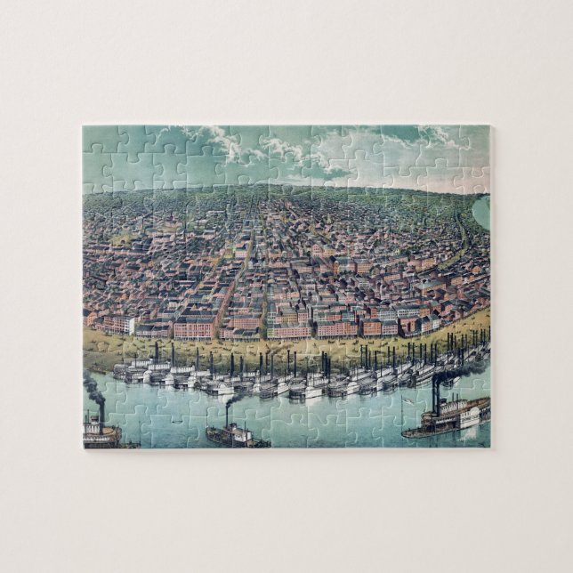 Antike Luftkarte von Saint Louis, Missouri, 1859 Puzzle (Horizontal)