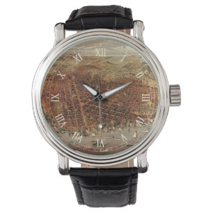 Antike Luftkarte von San Francisco, Kalifornien Armbanduhr