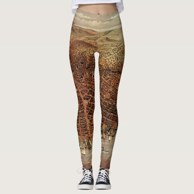 Antike Luftkarte von San Francisco, Kalifornien Leggings (Vorderseite)