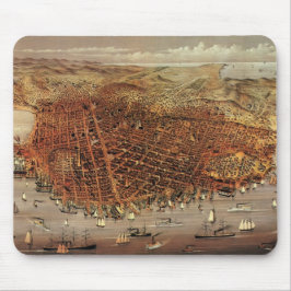 Antike Luftkarte von San Francisco, Kalifornien Mousepad
