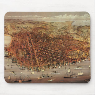 Antike Luftkarte von San Francisco, Kalifornien Mousepad