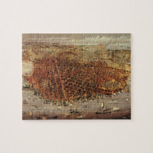 Antike Luftkarte von San Francisco, Kalifornien Puzzle