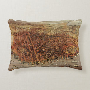 Antike Luftkarte von San Francisco, Kalifornien Zierkissen