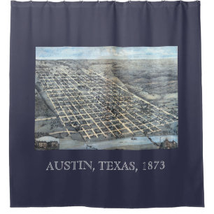 Antike Luftstadtkarte von Austin, Texas aus dem Ja Duschvorhang