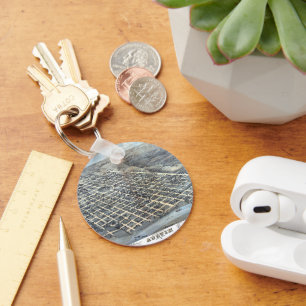 Antike Luftstadtkarte von Austin, Texas aus dem Ja Schlüsselanhänger