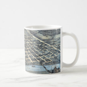 Antike Luftstadtkarte von Austin, Texas aus dem Ja Tasse