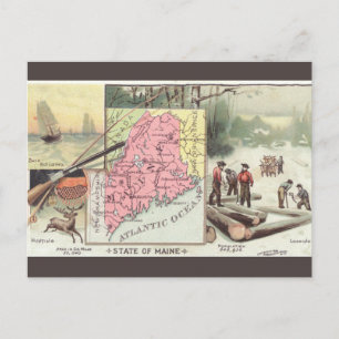 Antike Maine-Karte Postkarte