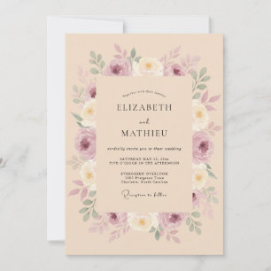 Antike Maive Creme-Pfingstrose Hochzeit Einladung