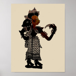 Antike malaysische Schattenpuppen-Frau Poster
