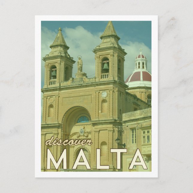 Antike maltesische Postkarte (Vorderseite)