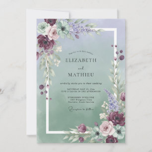 Antike Mauve-Seerosen-Hochzeit Einladung