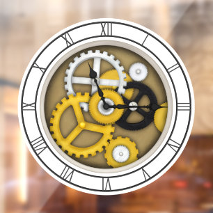Antike Mechanik mit Trompe L'oeil Gears Decal Fensteraufkleber