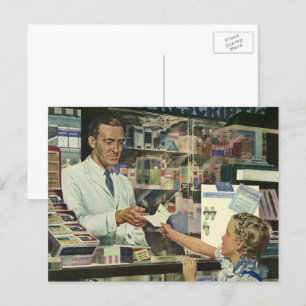 Antike Medizin, Apotheker und Mädchen in der Apoth Postkarte