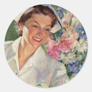 Antike Medizin, glückliche Krankenschwester in Uni Runder Aufkleber