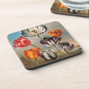 Antike mehrfarbige Tulpen in einer Landschaft Getränkeuntersetzer