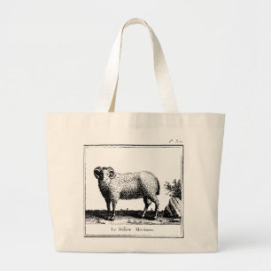 Antike Merino-Schaf-Tragetasche Jumbo Stoffbeutel