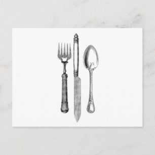Antike Messergabel und Löffelkombination Dekoratio Postkarte