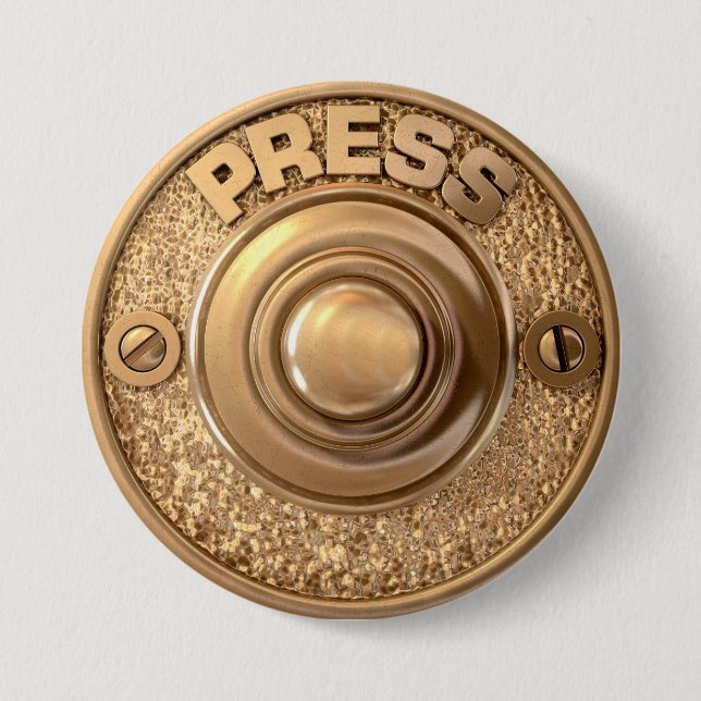 Antike Messing-Türklingel Button (Vorderseite)