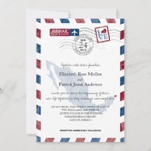 Antike Mexiko-Luftpost-Hochzeits-Einladung Einladung