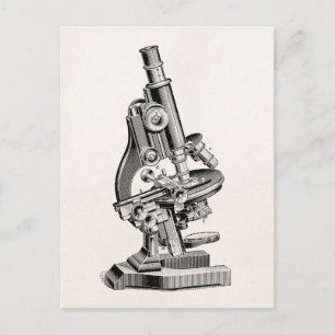 Antike Mikroskop-Illustration Retro Steampunk Postkarte