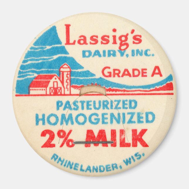 Antike Milchflaschenkappe Magnet (Vorne)