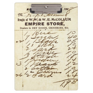 Antike Millburn (NJ) Speicher-Rechnungs-Klemmbrett Klemmbrett