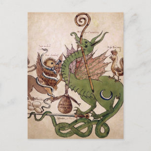Antike mittelalterliche Drachen-Pergament-Postkart Postkarte