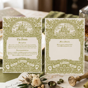 Antike mittelalterliche Fantasy-Olivgrüne Hochzeit Begleitkarte