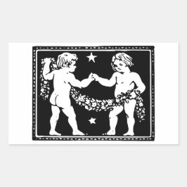 Antike mittelalterliche Renaissance Zodiac Gemini Rechteckiger Aufkleber