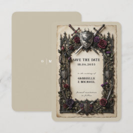 Antike mittelalterliche Ritter-Schwerter mit flora Save The Date