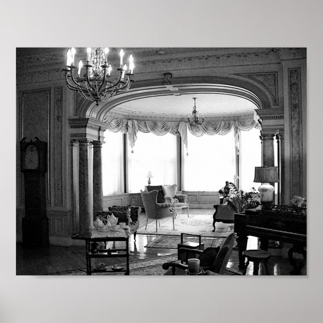 Antike Möbel Vintages Schwarz-Weiß-Foto Poster (Vorne)