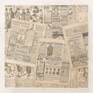 Antike Mode: Werbeseiten in Zeitungen Glasuntersetzer