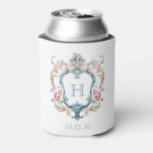 Antike monogrammierte florale Wappen-Hochzeit Dosenkühler