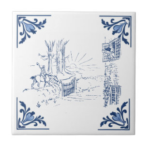 Antike Morgenabschied Delft Blau und Weiß Fliese