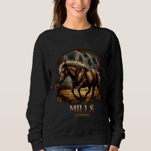 Antike Mühlen Wyoming Berge Pferd Western Sweatshirt